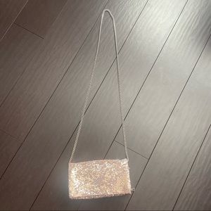 Target Pink & Silver Sequin chain link crossbody purse NWOT